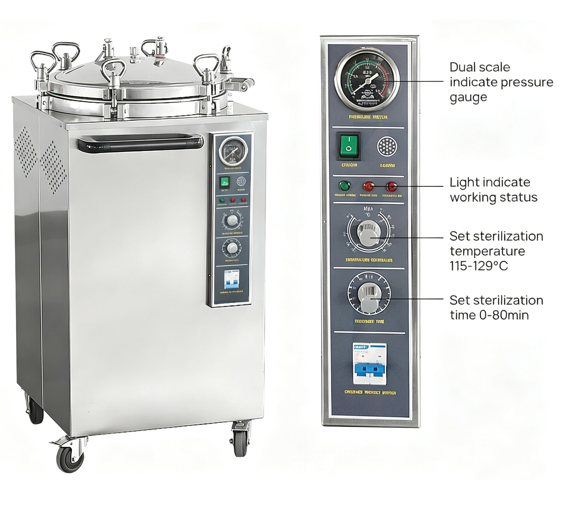 35L/50L/75L/100L Vertical Dental Pressure Steam Autoclave Sterilizer 