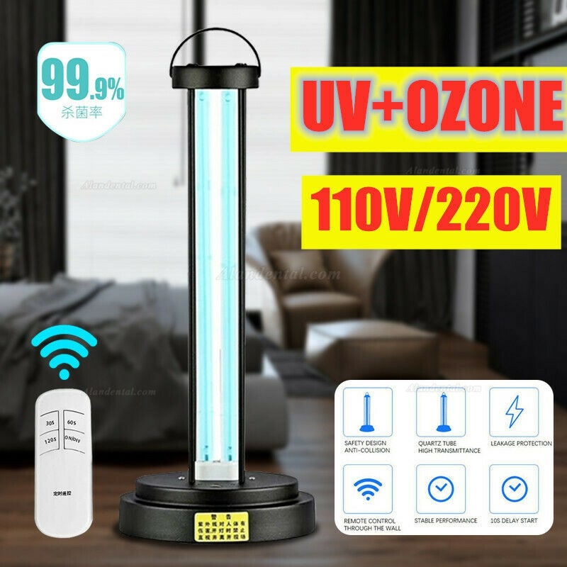 38W 110V UV Light Sanitizer, UV-C Disinfection Light Portable UV Germicidal Lamp with Ozone Remote