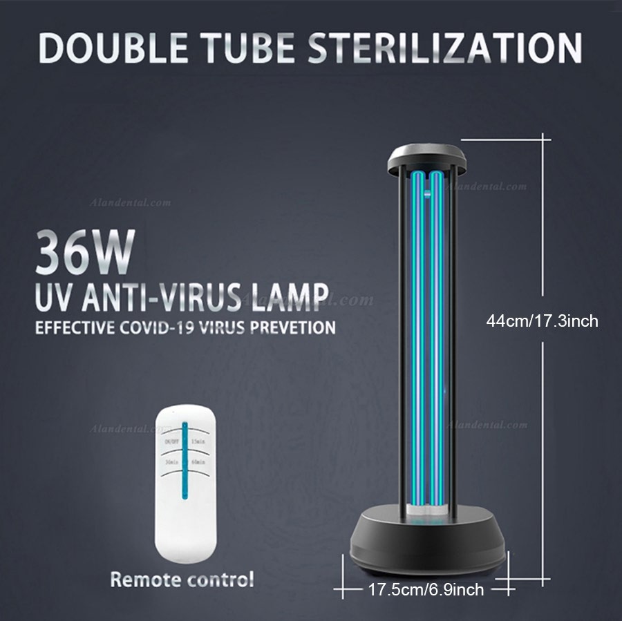 38W 110V UV Light Sanitizer, UV-C Disinfection Light Portable UV Germicidal Lamp with Ozone Remote