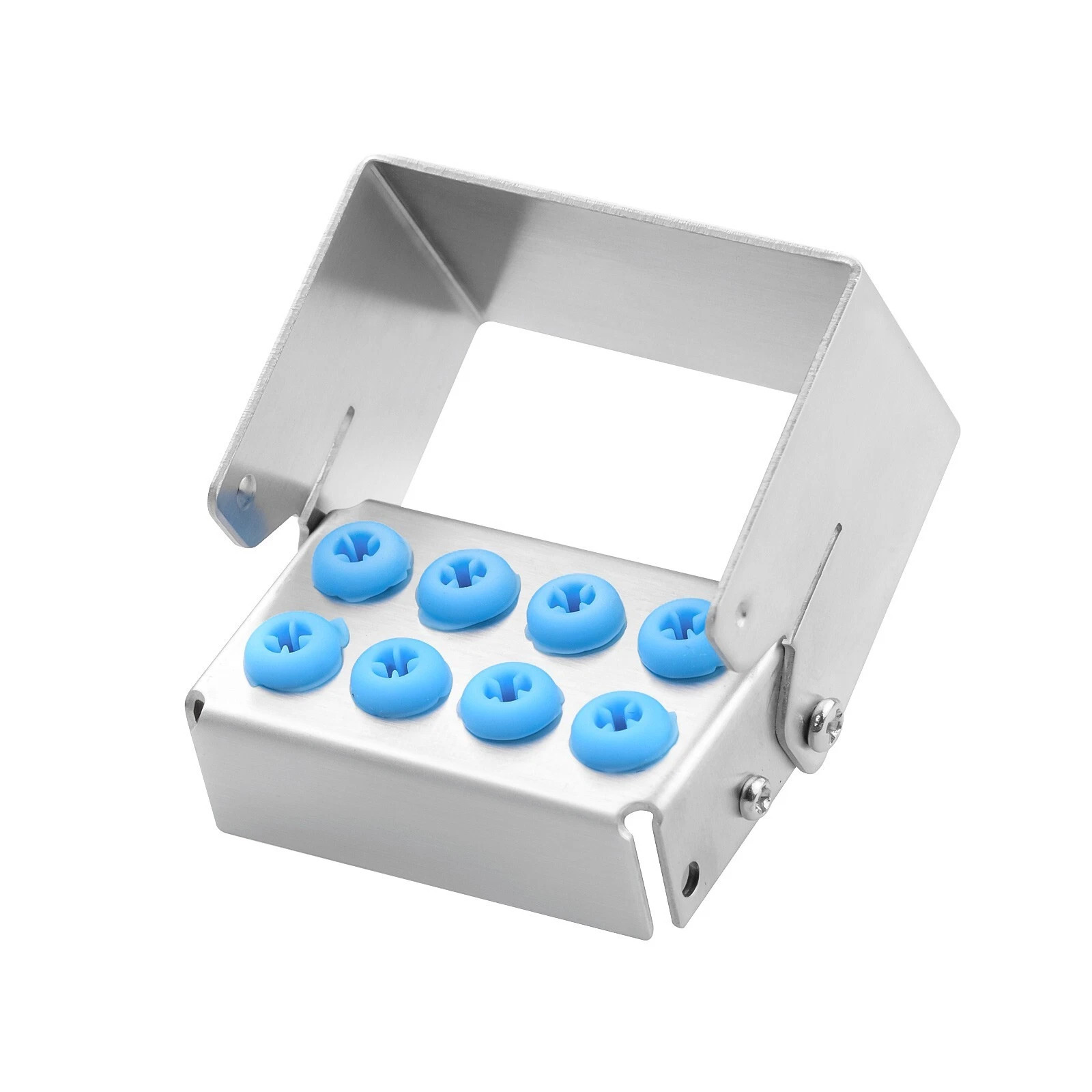 3Pcs 8 Hole Dental Bur Holder, Stainless Steel Bone Drill Block Box