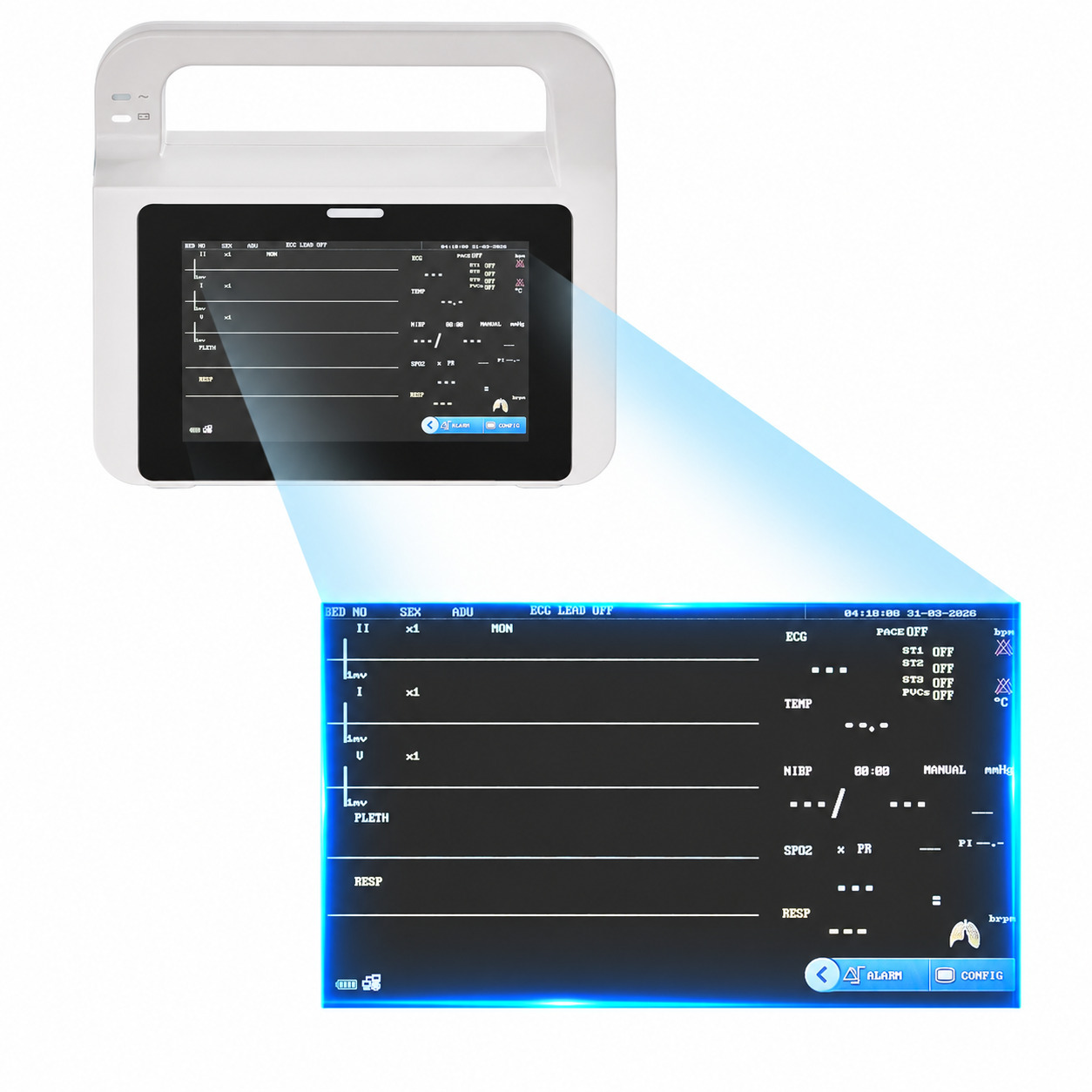 Dental Multi-parameter Patient Monitor With 5 inch Touch Screen 6 Parameters Display