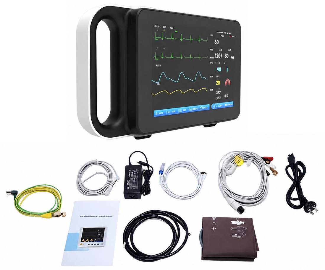 7 Inch Touch Screen Multi-parameter Patient Monitor ECG/RESP/TEMP/NIBP/SPO2/PR