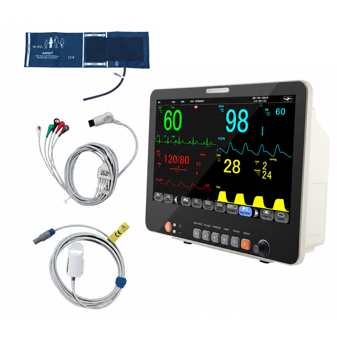 15.6" Multi-parameter Patient Monitor ECG NIBP RESP TEMP SPO2 PR 