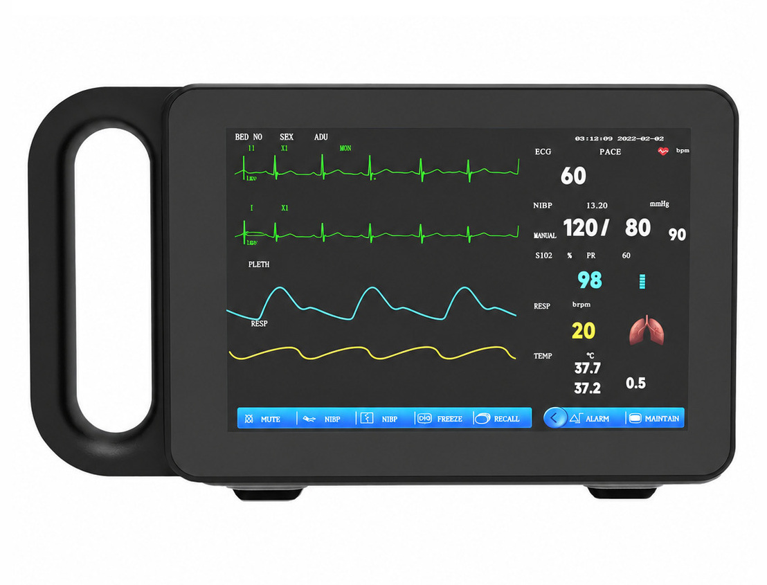 7 Inch Touch Screen Multi-parameter Patient Monitor ECG/RESP/TEMP/NIBP/SPO2/PR
