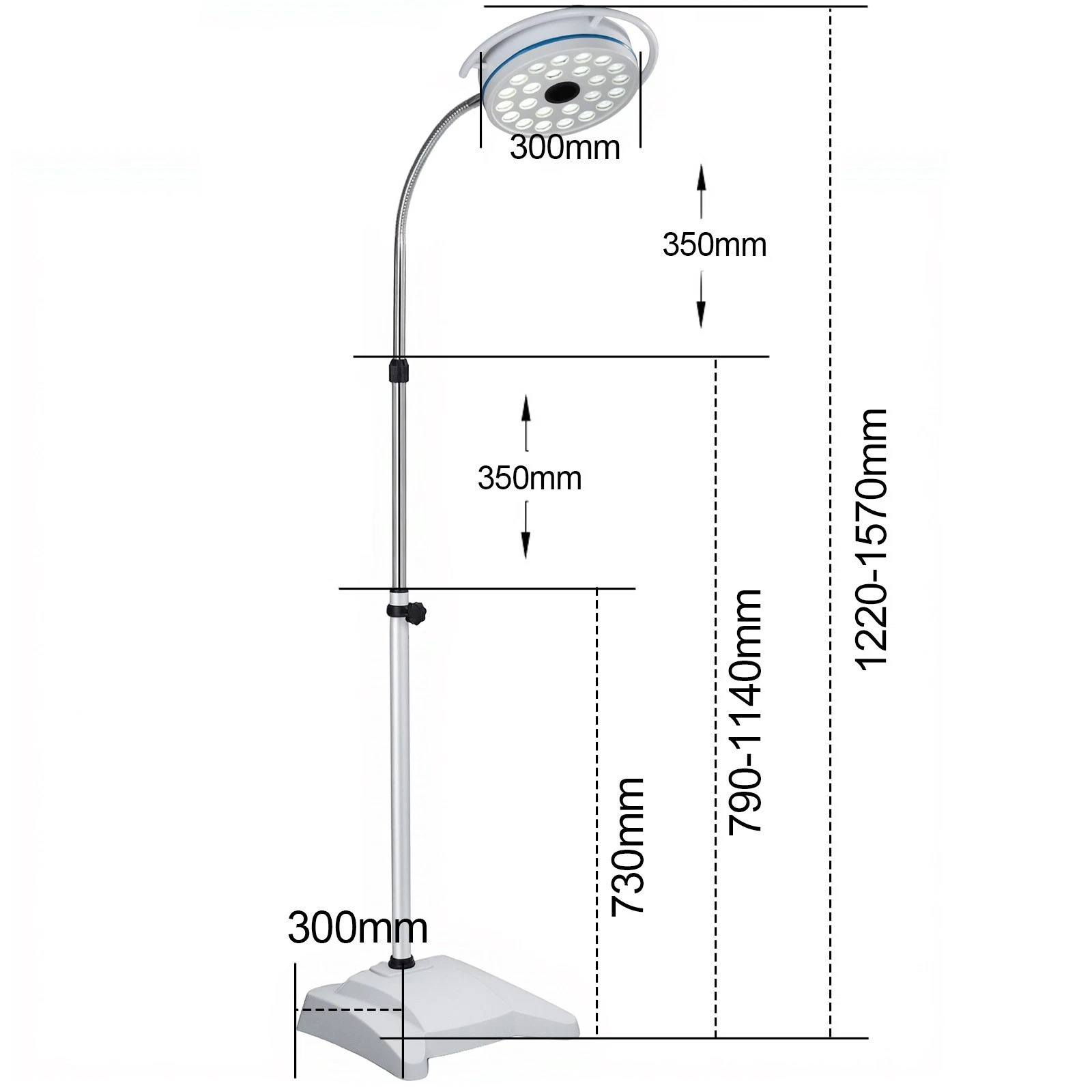 72W Floor Standing Dental Operation Light With 24 Cold Light Led Bulbs
