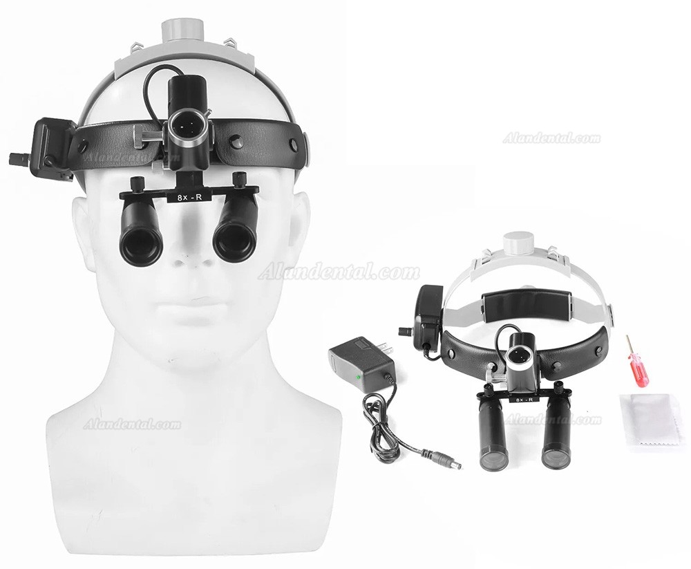 YUYO DY-006-Kit 8.0X-R Dental Binocular Loupe + 5W LED Headband Headlight