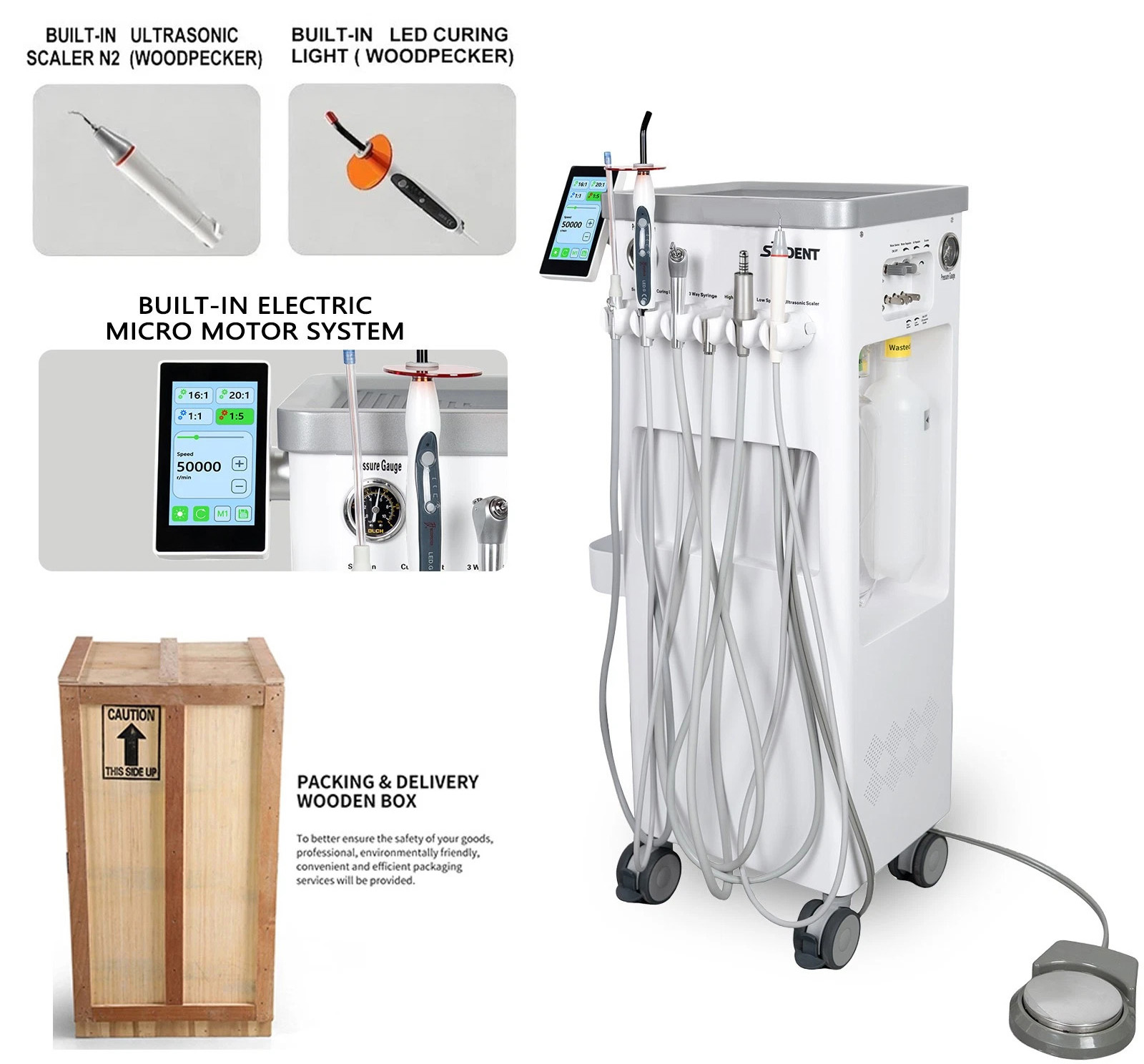 ANZHI AZ-202-1 Portable Dental Mobile Delivery Unit with Air Compressor + Micro Motor