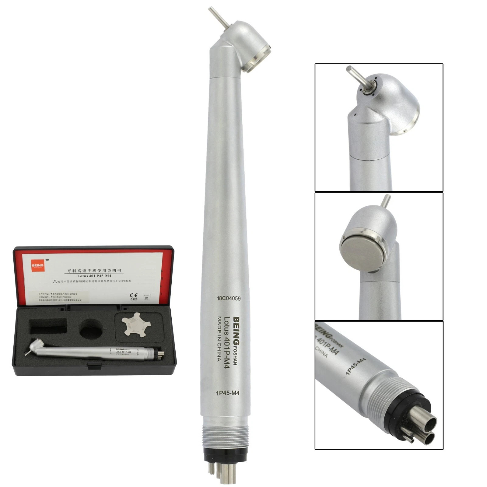 BEING 401P45-M4 Dental 45 Angle Surgical Turbine Handpiece 4 Hole
