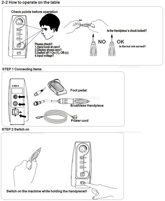 Maisilao® Brushless Micro motor 2.35 / 3.0 / 3.175（mm） BL-800A Handpiece 60,000rpm