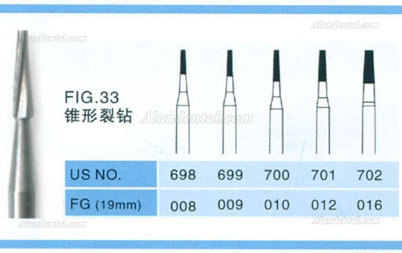 100PCS FG 1.6mm Taper Fissure Carbide Burs