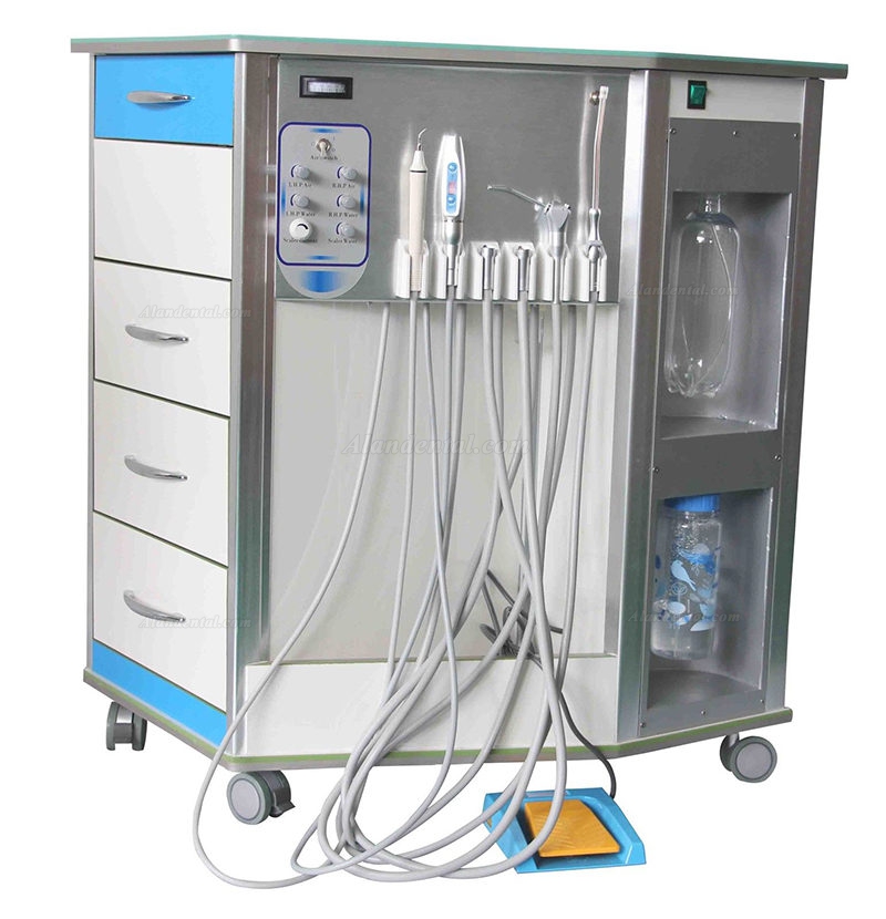 Best Mobile Dental Delivery Unit System All-in-One+Air Compressor+Cabinet+Drawer 4/2H