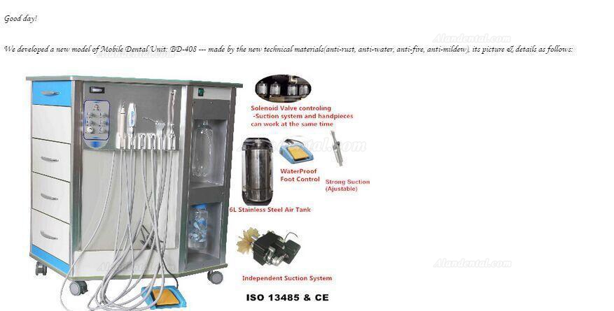 Best Mobile Dental Delivery Unit System All-in-One+Air Compressor+Cabinet+Drawer 4/2H