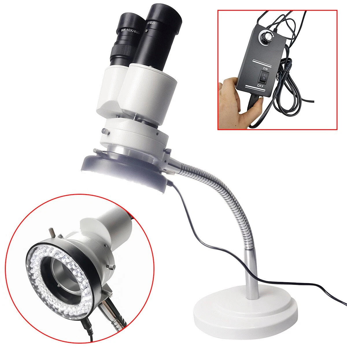 10X Magnification Dental Lab Binocular Microscope with Adjustable LED
