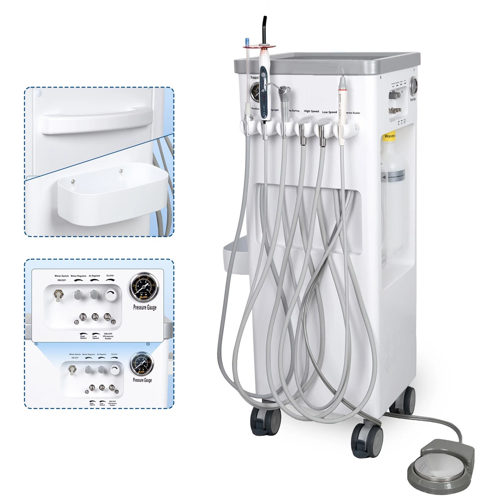 ANZHI AZ-202-2 Portable Dental Mobile Delivery Unit with Air Compressor + UItrasonic Scaler