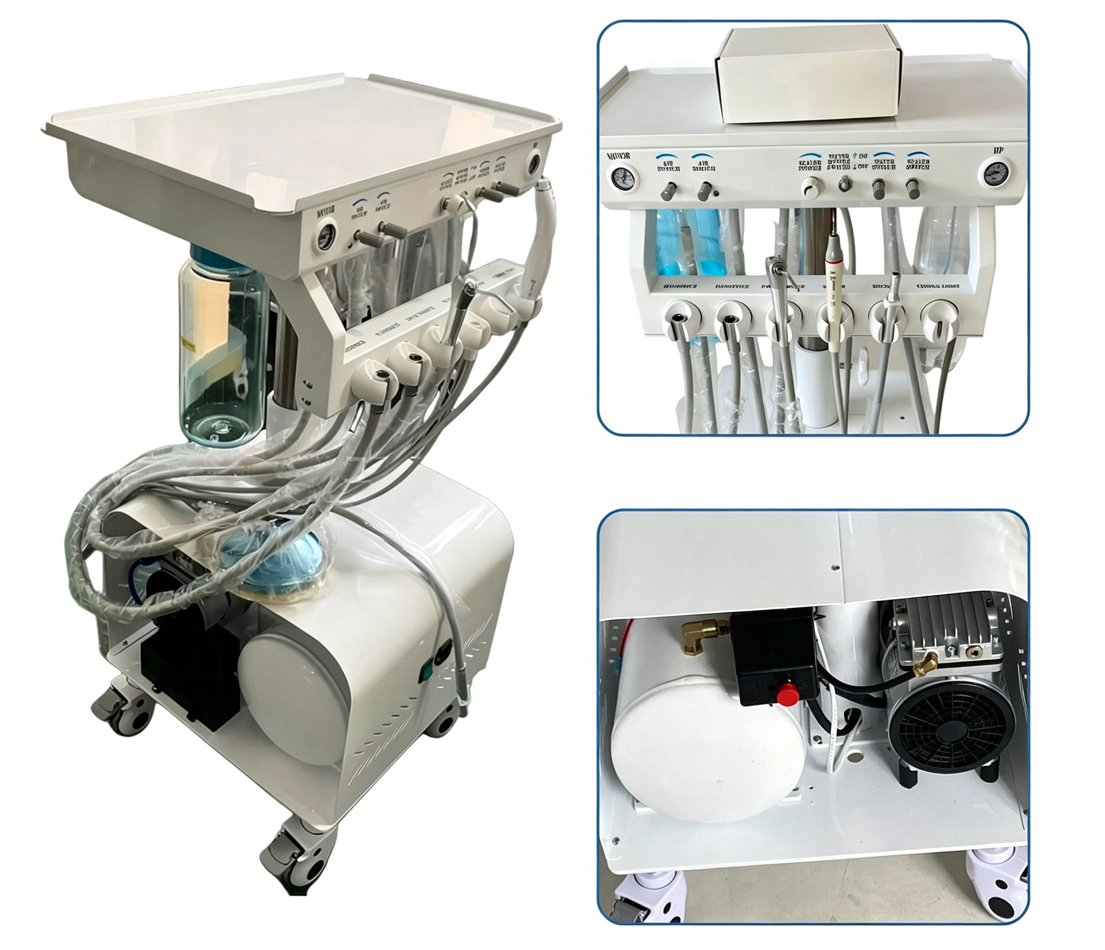 Dental Portable Delivery Unit System 4Holes with Air Compressor & Liftable Function