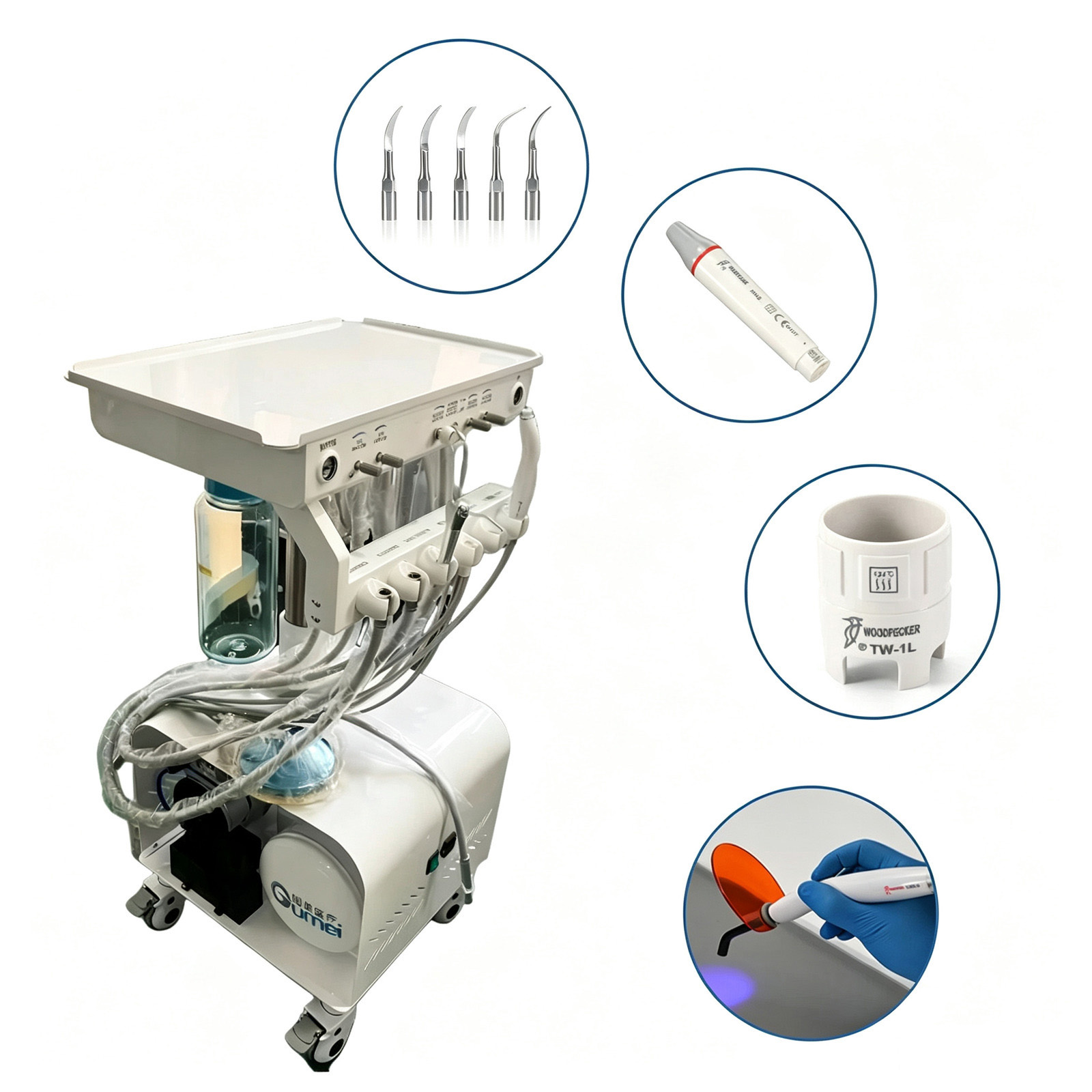 Dental Portable Delivery Unit System 4Holes with Air Compressor & Liftable Function