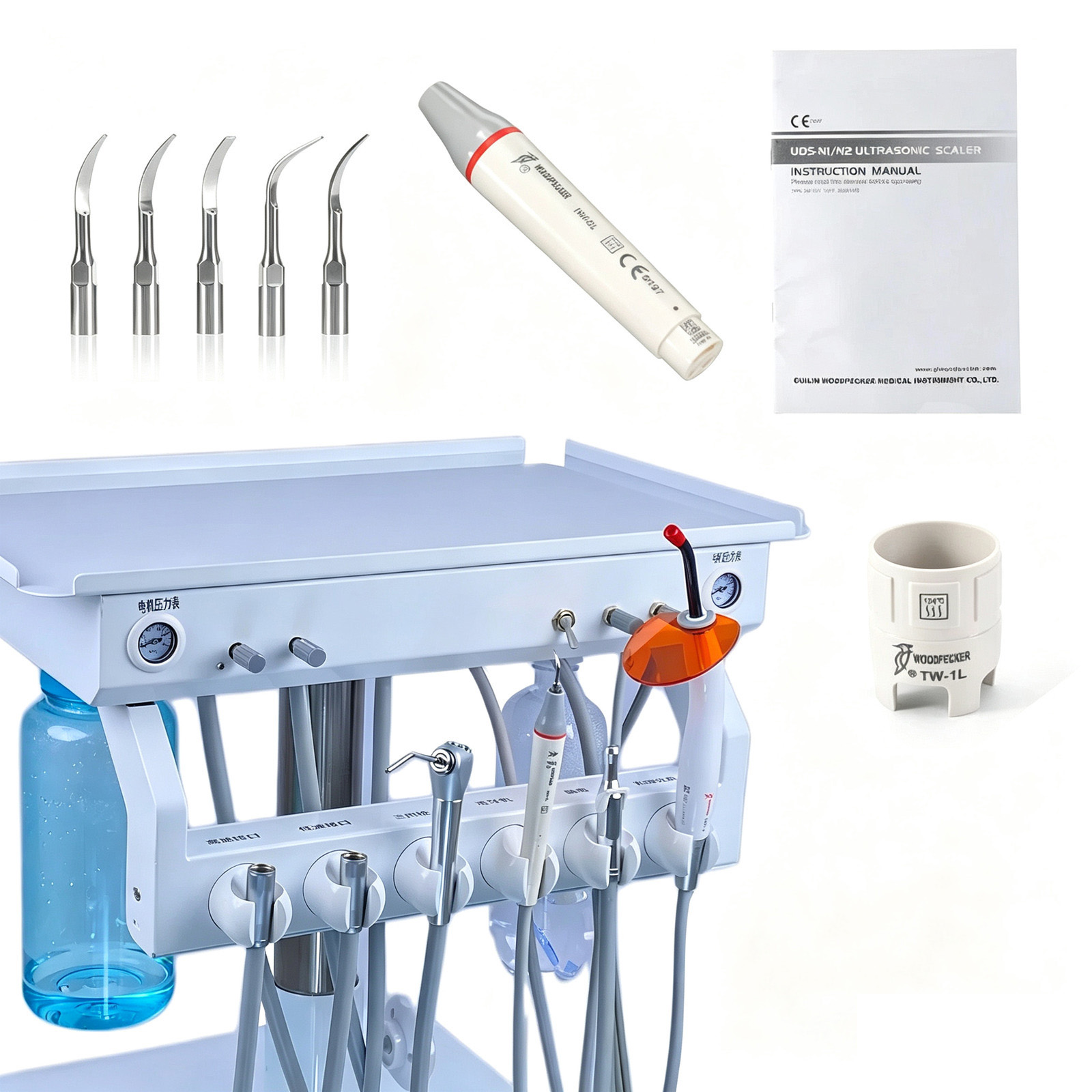 Dental Portable Delivery Unit System 4Holes with Air Compressor & Liftable Function