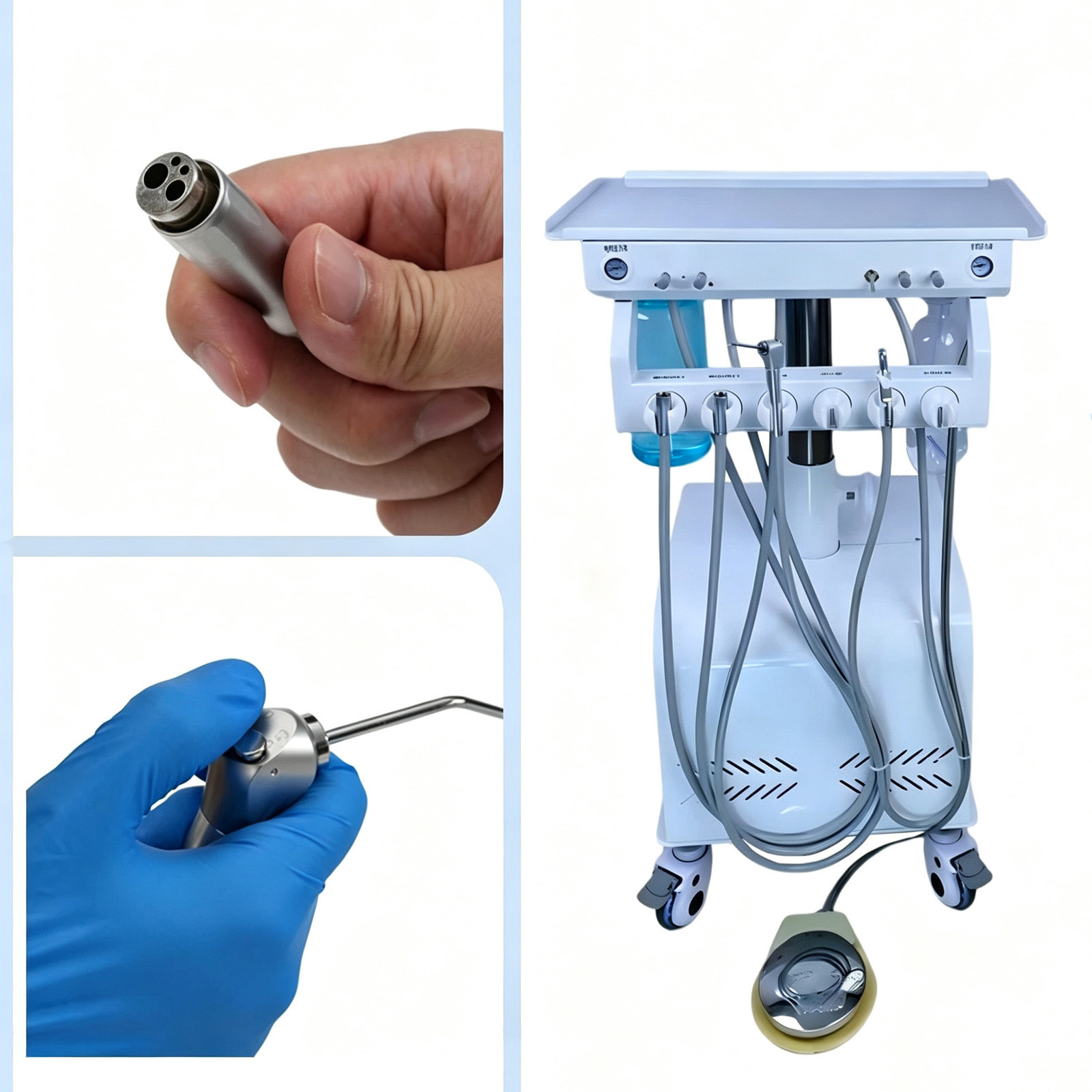 Dental Portable Delivery Unit System 4Holes with Air Compressor & Liftable Function
