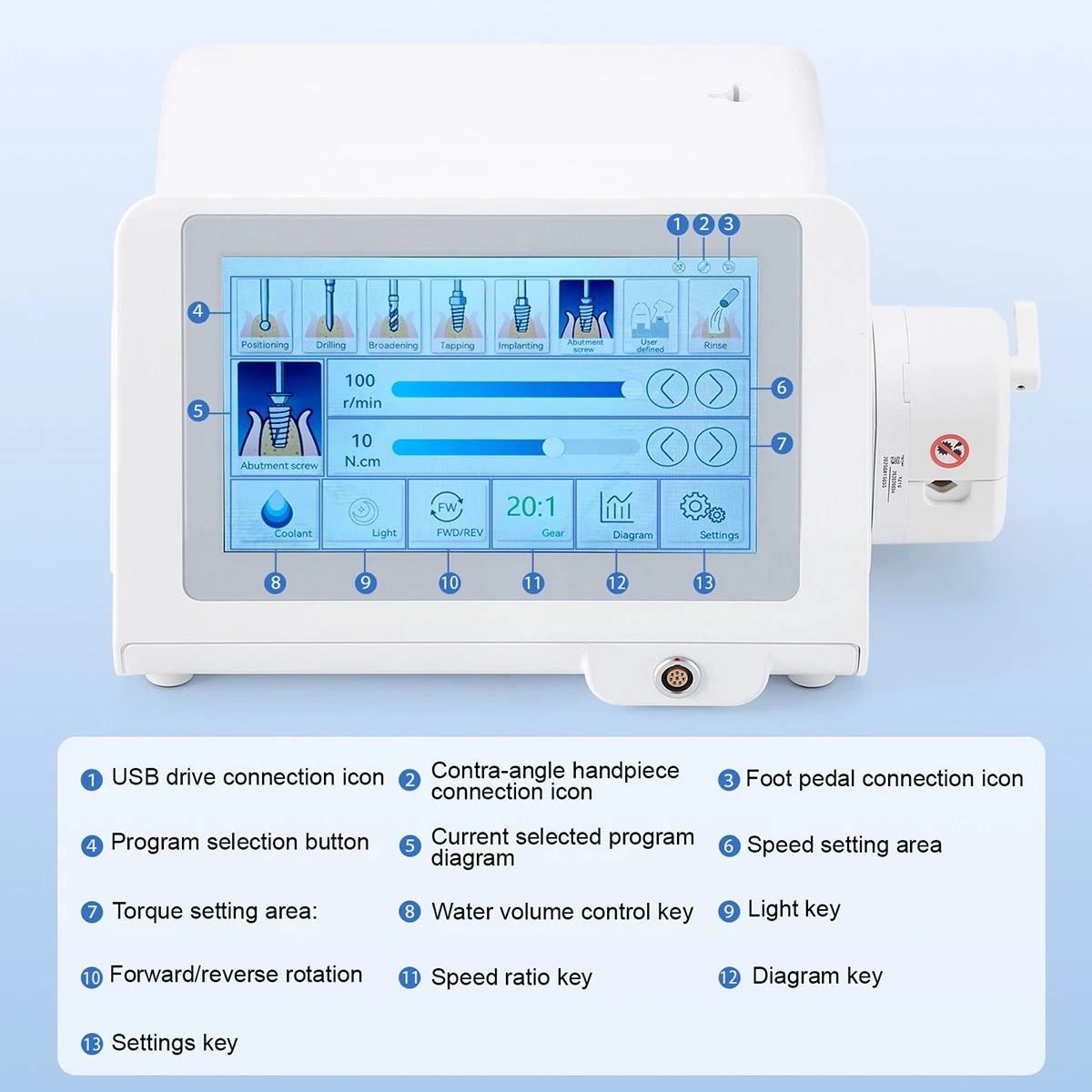 Betterway Surgic G3 Dental Surgical Implant Motor System + 20:1 Contra Angle Handpiece
