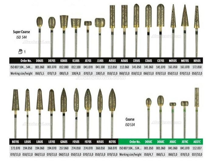 50 Pcs Sintered Diamond Burs Dental Lab Tool Sets