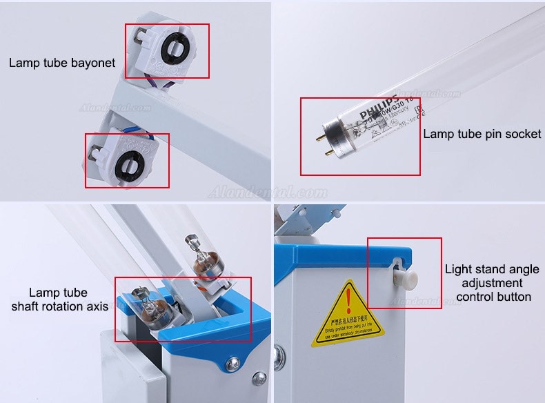 FY® 30DC Mobile Portable Medical UV Disinfection Ultraviolet Lamp Sterilizer Trolley Philips UV Lamps Tube 30W×2