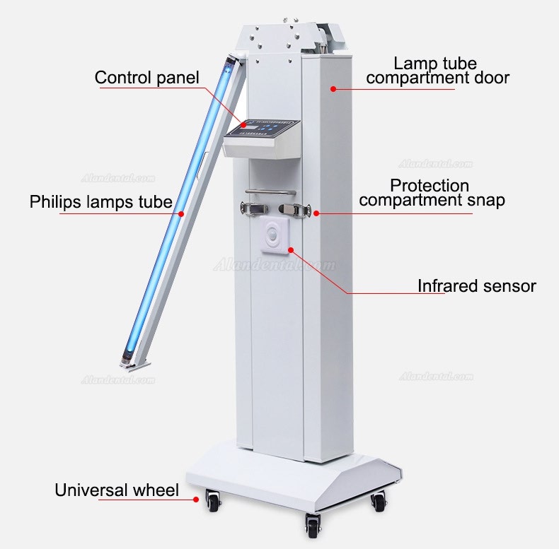 FY® 30FSI Mobile Portable UV+Ozone Disinfection Lamp Ultraviolet Sterilizer Trolley With Infrared Sensor