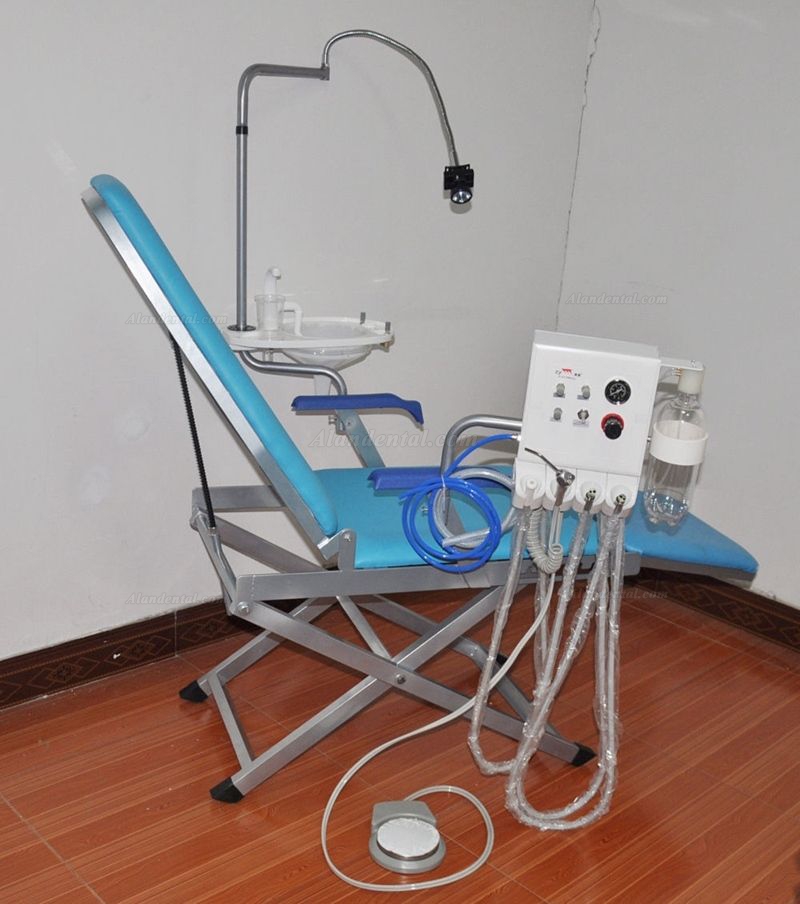 Dental Portable Chair+LED Light Lamp+Triplex Syringe+Suction+Turbine Unit