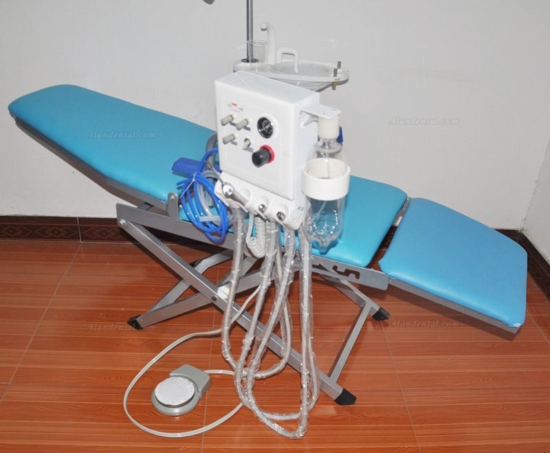 Dental Portable Chair+LED Light Lamp+Triplex Syringe+Suction+Turbine Unit