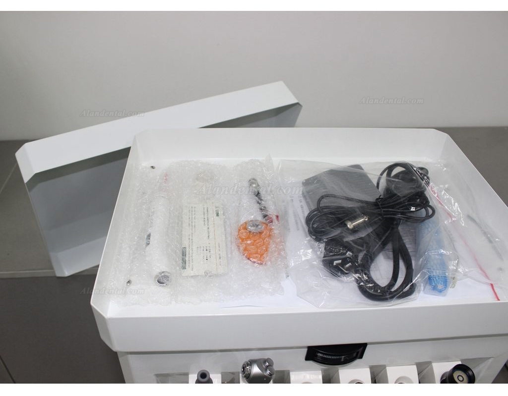 GREELOY Dental Delivery Unit Mobile Cart Self-contained Air Compressor+ Scaler+ LED Curing Light