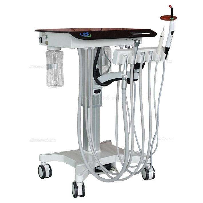 Greeloy Portable Dental Unit Cart GU-P302 with Air Compressor GU-P300+ Curing Light+ Scaler Handpiece