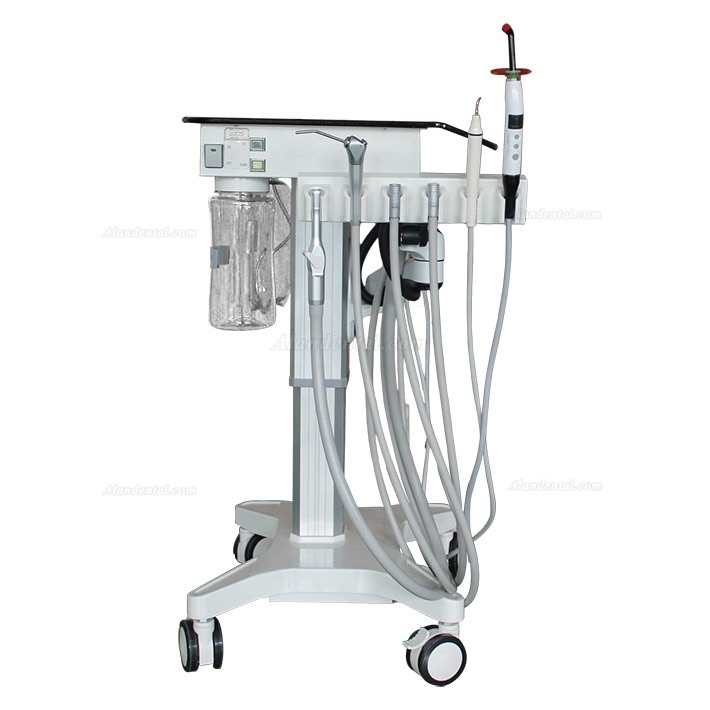 Greeloy Portable Dental Unit Cart GU-P302 with Air Compressor GU-P300+ Curing Light+ Scaler Handpiece