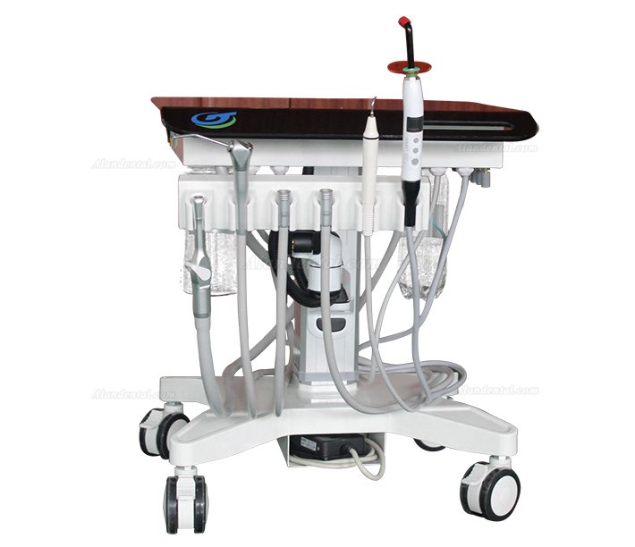 Greeloy Portable Dental Unit Cart GU-P302 with Air Compressor GU-P300+ Curing Light+ Scaler Handpiece