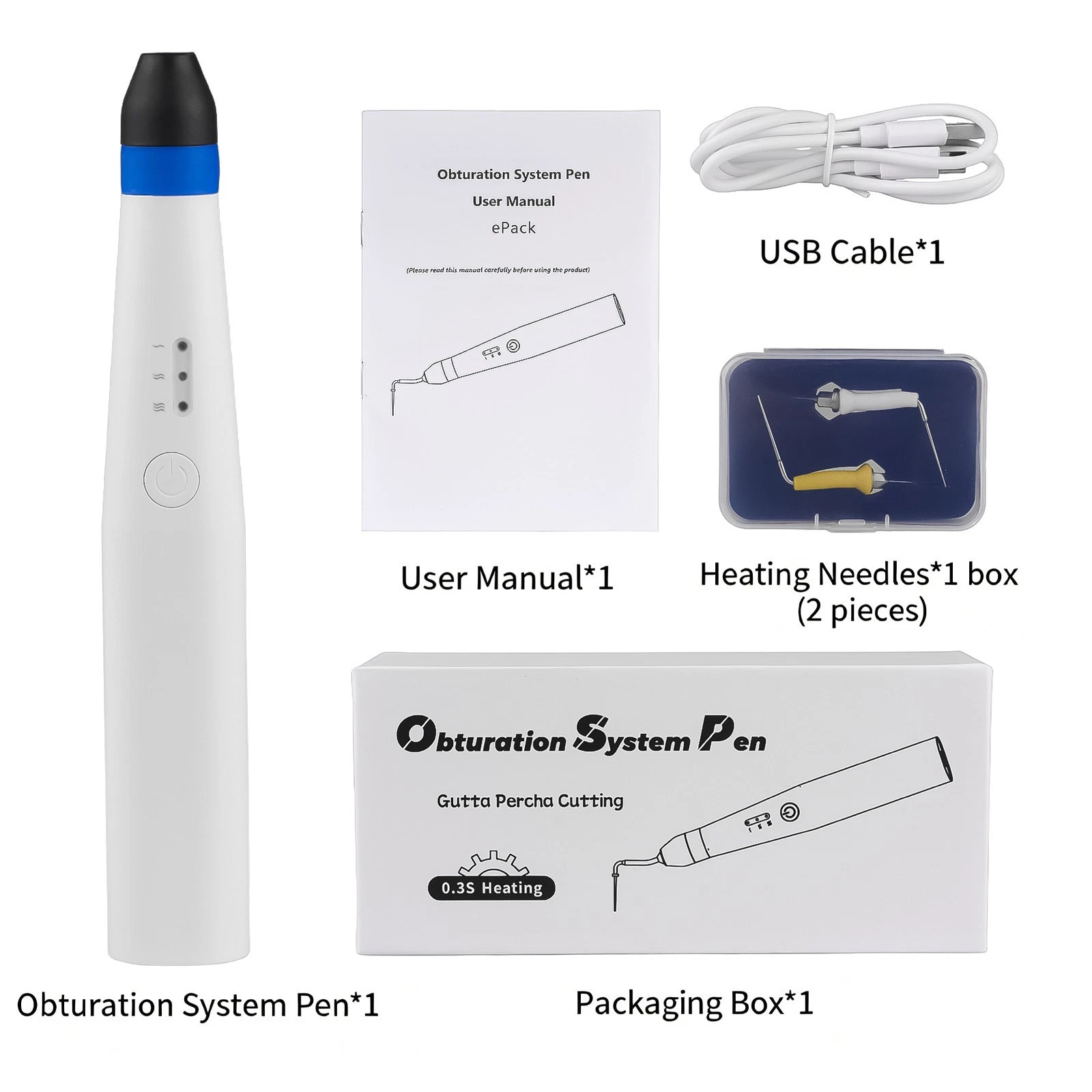 Dental Endo Obturation System Pen Rapid Heating Gutta Percha Cutter with 2 Tips