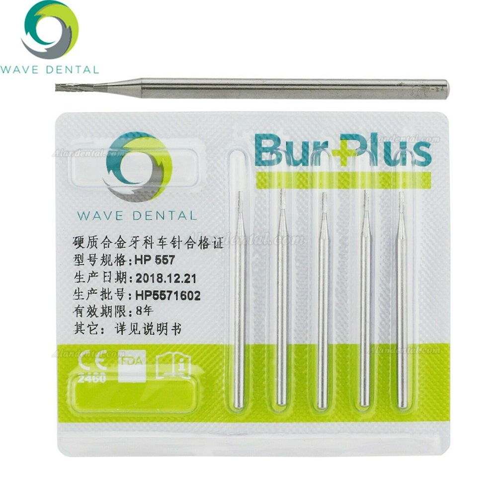 10Pcs HP 557 Bur Dental Carbide Straight Fissure Cross Cut Burs