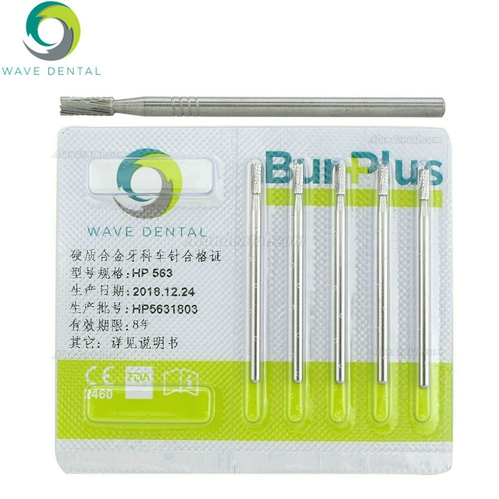 10Pcs HP 563 Bur Dental Carbide Straight Fissure Cross Cut Burs