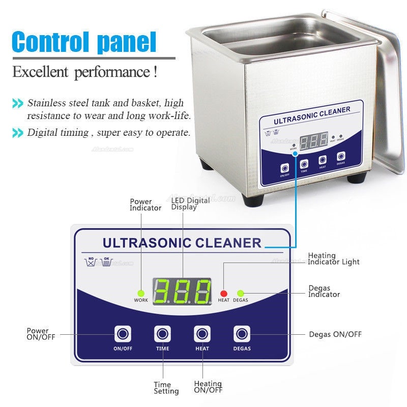 Stainless Steel 1.3L Liter Industry Heated Ultrasonic Cleaner Heater Timer