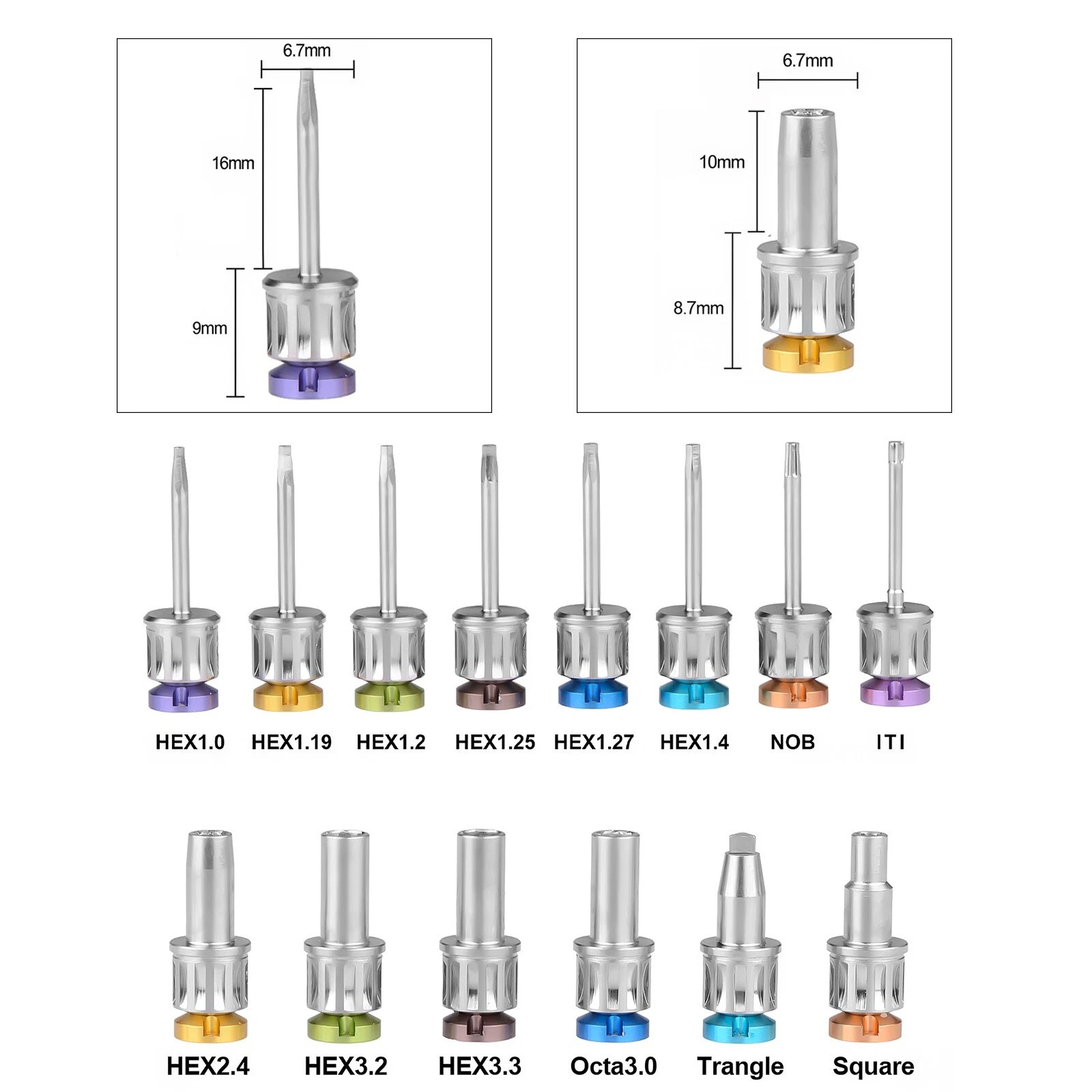 Dental Universal Implant Restoration Repair Tool with Screwdriver Carrier
