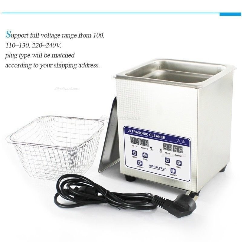 2L Industry Digital Ultrasonic Cleaner Heater Timer Stainless Jewel Clean Tank