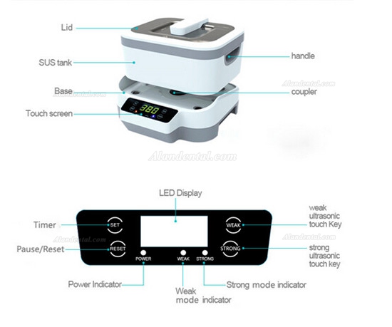 Delis® JP-1200 1.2L Digital Detachable Ultrasonic Cleaner Digital Water Bath