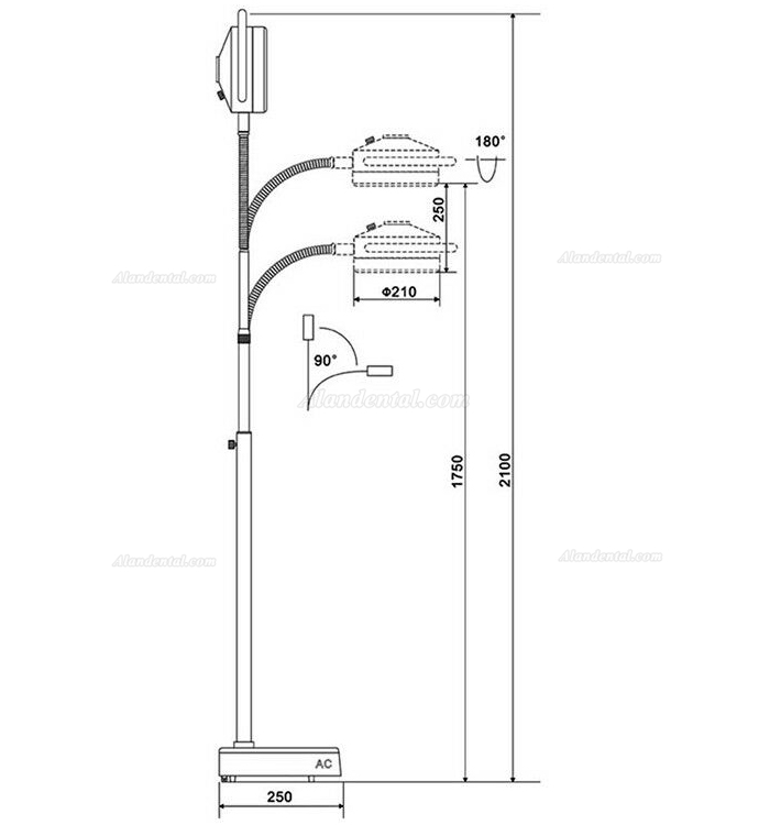 KWS® KD-2012D-3 Medical surgical LED shadowless lamp (with base, stand type)