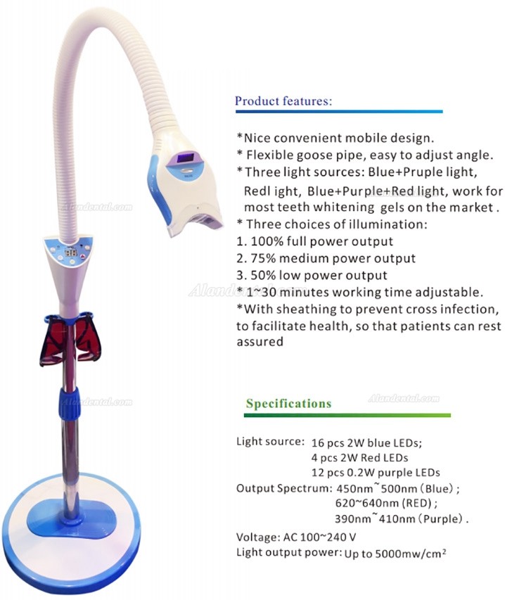 Magenta MD-555 Dental Whitening Lamp Teeth Bleaching System with Blue/Red/Purple LED Light