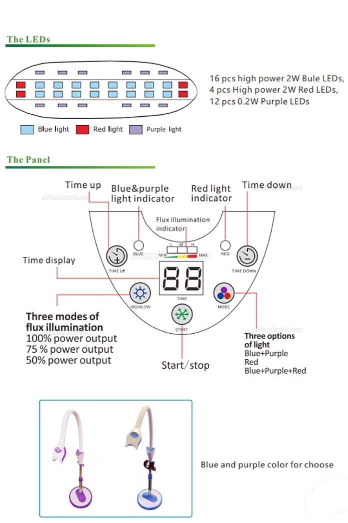 Magenta MD-555 Dental Whitening Lamp Teeth Bleaching System with Blue/Red/Purple LED Light