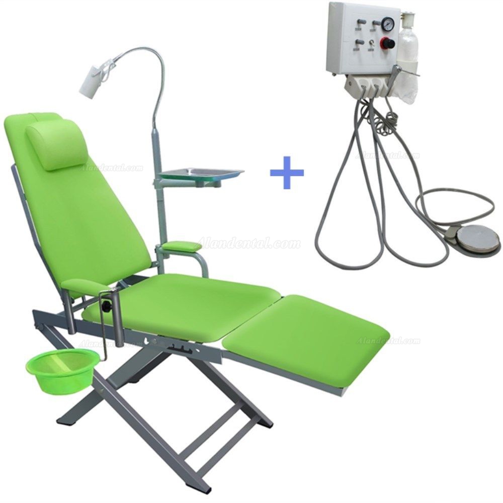 Portable Dental Mobile Chair with LED Lamp Waste Basin + Dental Turbine Unit