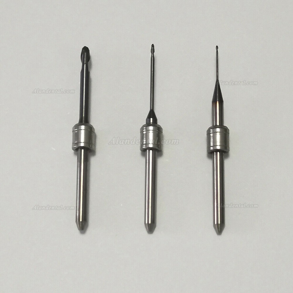 3PCS Dental Milling Burs for Cadcam Milling Machine 0.6/1.0/2.5mm Fit Amann Girrbach