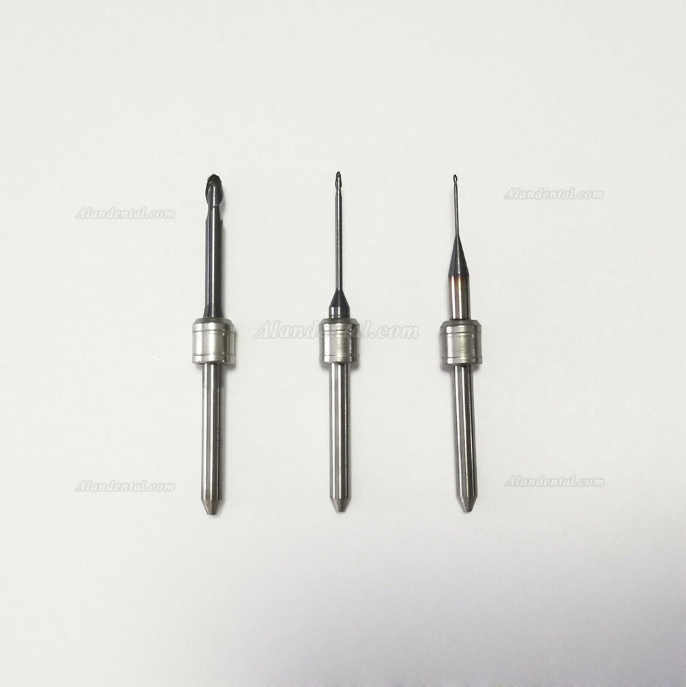 3PCS Dental Milling Burs for Cadcam Milling Machine 0.6/1.0/2.5mm Fit Amann Girrbach