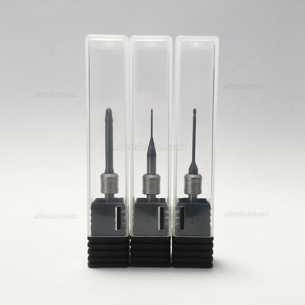 3PCS Dental Milling Burs for Cadcam Milling Machine 0.6/1.0/2.5mm Fit Amann Girrbach