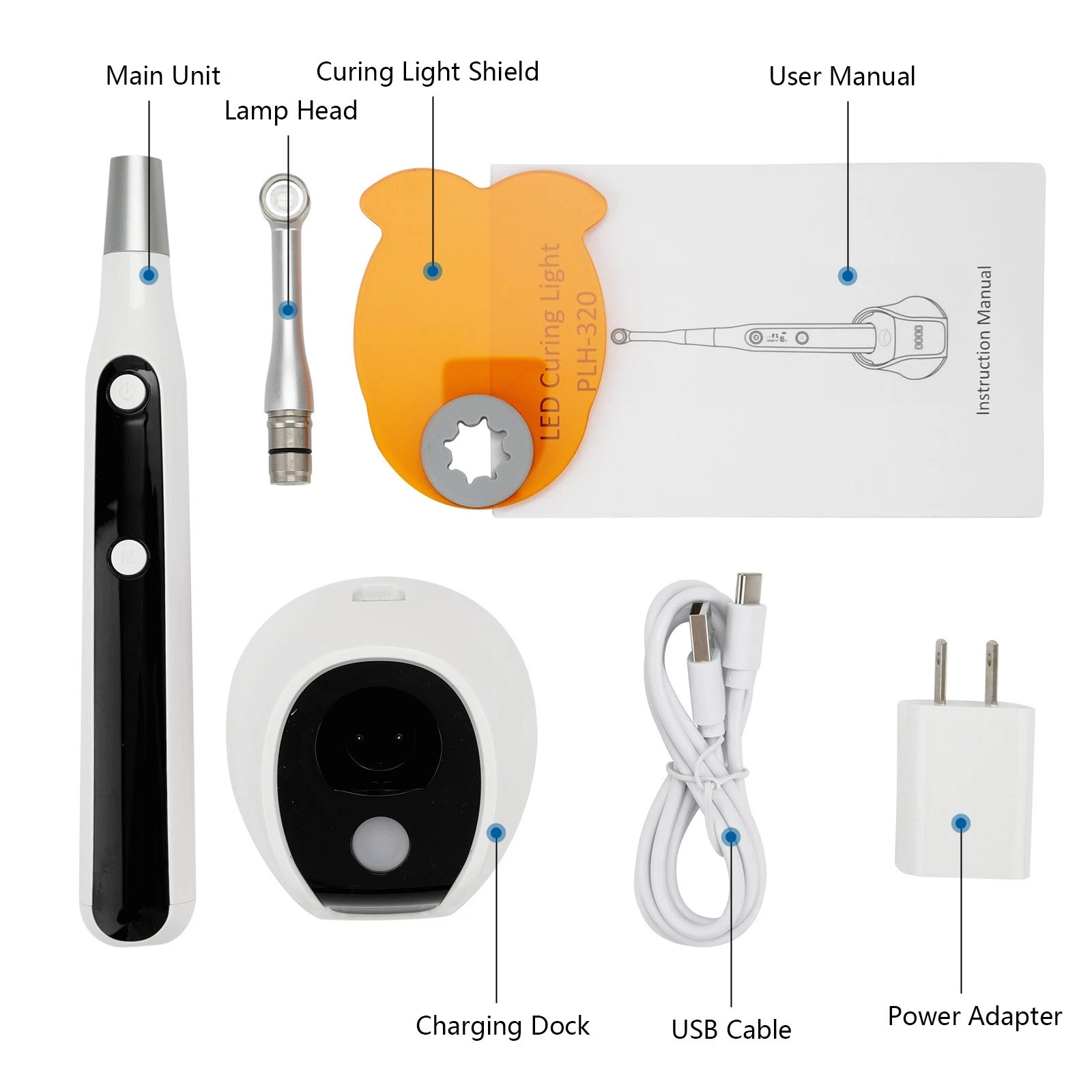 PULIHUA PLH-320 Dental Curing Light Lamp 3000 mW/cm2 with 7 work modes