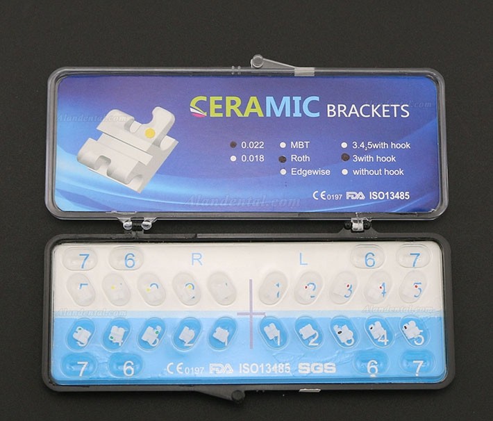 5Pack/20Pcs Dental Orthodontic Ceramic Bracket Braces ROTH 022 3 Hooks