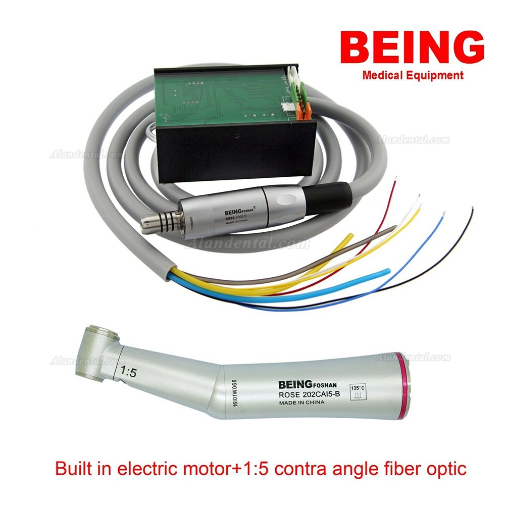 BEING Dental Built in Electric Motor + Rose 202CAI5-B Contra Angle Fiber Optic Handpiece