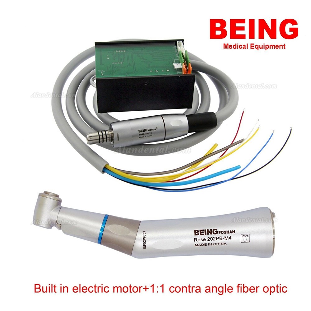 BEING Dental Electric Motor + Rose 202CAPB Contra Angle Fiber Optic Handpiece